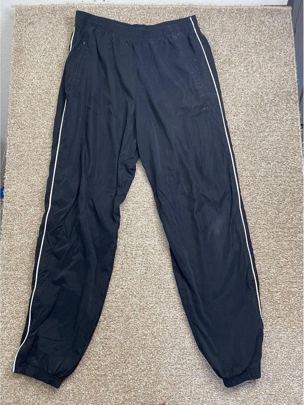 Y2K Nike Mens Black With Black Stripe Size Large Track Pants